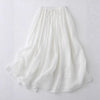 Cotton Linen Elastic Waist Skirt, Long A-Line