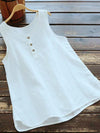Women's Vest Cotton Linen Sleeveless Button Top