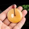 Golden Silk Jade Peace Buckle Pendant Necklace