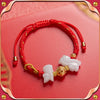 Chinese Zodiac Red String Bracelet with Jade and Gold-tone Charm