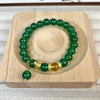 Green Agate Bracelet with Gold-Tone Snake Charm