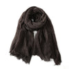 Men's Viscose Scarf with Frayed Edges and Striped Detail