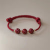 Cinnabar Jade Lotus Red String Weave Bracelet