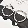 Silver-Plated Beaded Bracelet with Geometric Charms