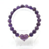 Natural Stone Heart Charm Bracelet, 8mm Beads
