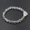 Natural Stone Heart Charm Bracelet, 8mm Beads