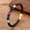 Stone Bead Leather Bracelet Unisex