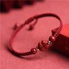 Cinnabar Red String Bracelet with Four Leaf Clover or Flower Charm