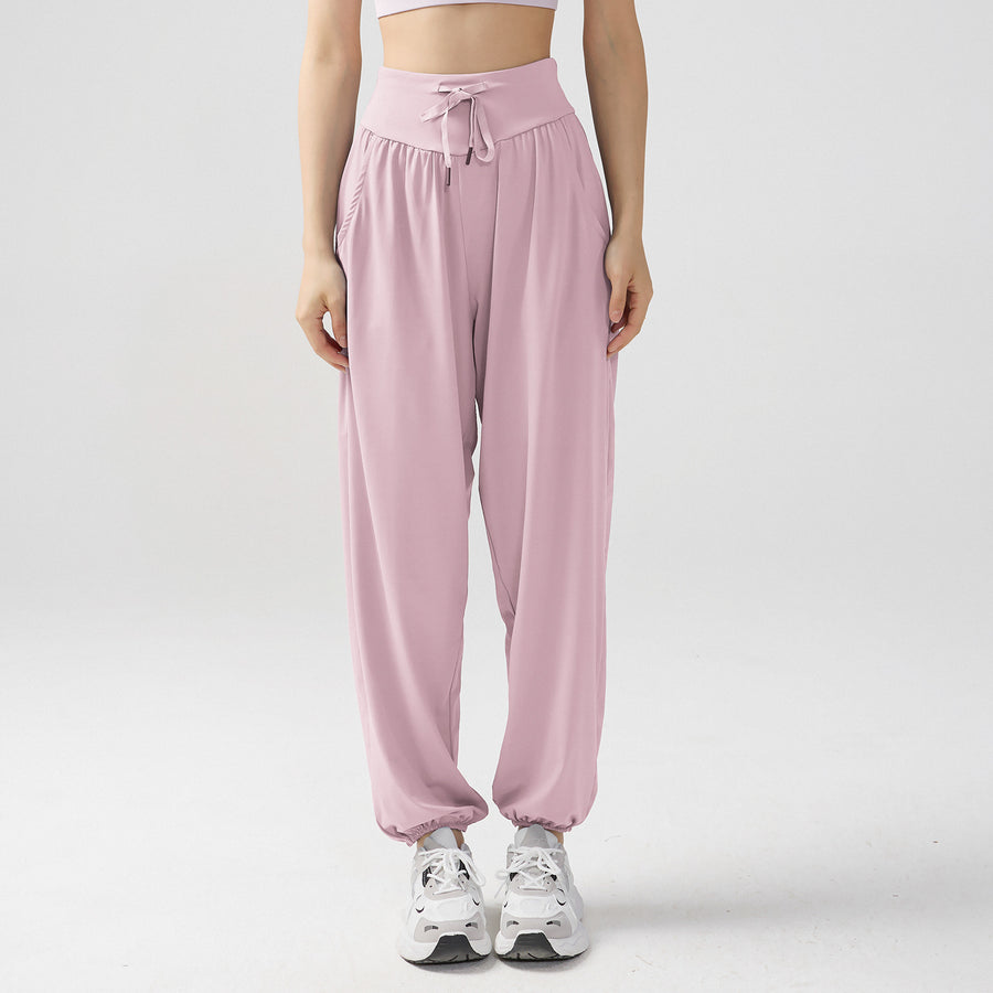 Women's Harem Pants Plain Drawstring Elastic Waist Yoga Sweatpants With Pockets