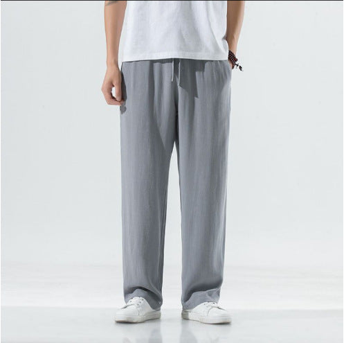Men's Wide Leg Pants Cotton Linen Breathable Summer Trousers