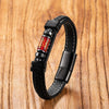 Om Mani Padme Hum Leather Bracelet with Stone Beads