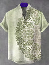 Men's Linen Short Sleeve Shirt with Mandala Print