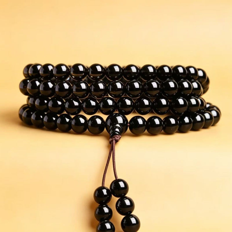 108 Mala Bracelet Black Obsidian Ice Obsidian Fulfilment