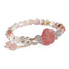 Strawberry Quartz Cat Paw Bracelet with Rutilated Quartz