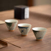 Hand-Painted Ceramic Teacup, Ge Kiln Glaze