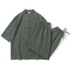 Men's Linen Tang Suit Set with Frog Buttons