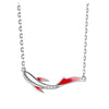 Rose gold tone 925 silver necklace with red enamel koi fish pendant on a soft background