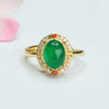 Green or Red Chalcedony Ring with Zirconia Halo
