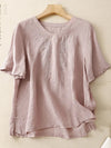 Women's Cotton Embroidered V-Neck T-Shirt