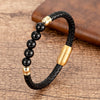 Stone Bead Leather Bracelet Unisex