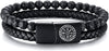 Tiger Eye Power Magnetic Buckle Multilayered Leather Bracelet