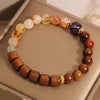 Amethyst and Wood Bead Bracelet with Sandalwood