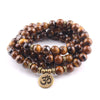 108 Mala Beads Bracelet Natural Stone Lotus Charm