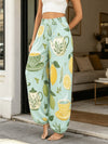 Women's Wide Leg Harem Pants with Elastic Waist, Breathable Polyester