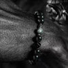 Black Obsidian Beaded Bracelet with Geometric Charm