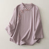Relaxed Linen Blend Top with Traditional Knot Buttons