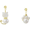 Cute Cat Paw Pearl Wisdom Stud Drop Earrings