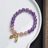 Amethyst and Strawberry Quartz Charm Bracelet for Women