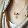 White Koi Fish Lotus Copper Protection Necklace Pendant