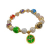 Five Wealth Deities Liuli Glass Charm Bracelet with Gold-tone Foil Beads