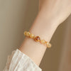 Golden Rutilated Quartz and Strawberry Quartz Bracelet