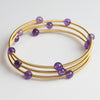 Gold-Tone Wire Wrapped Gemstone Bead Bangle Bracelet