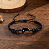 Yin Yang Bracelet Set for Couples, Black and White Adjustable Cord