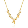 Gold-Plated Bamboo Necklace with Leaf Charm