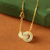 Interlocking Rings or Gourd Pendant Necklace, Gold Tone Chain