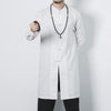 Men's Linen Mid-length Coat Frog Button Zen Clothing Fall Outerwear