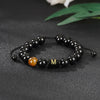Alphabet Letter Bracelet with Tiger Eye and Black Glass Beads