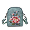 Embroidered Floral Crossbody Bag, Small PU Shoulder Purse