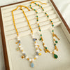 Bead Zircon Calm Necklace Pendant with Gold-Tone Chain