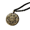 Golden Obsidian Necklace Pendant with Dragon and Phoenix