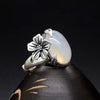 Vintage Flower Ring with Faux Agate Stone, Adjustable