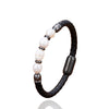 Handmade Irregular Pearl Leather Bracelet with Steel Buckle