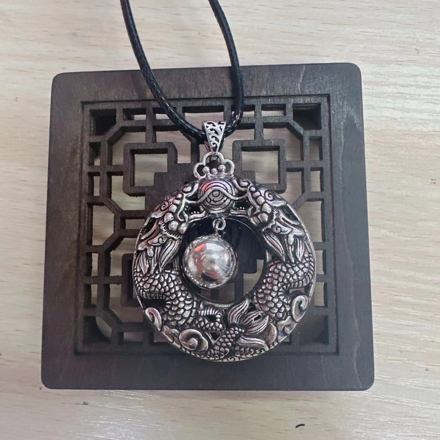Double Dragon Copper Necklace Pendant with Leather or Chain