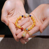 Golden Silk Jade Lotus Bracelet, Natural Stone Beads