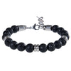 Natural Stone Bead Bracelet with Stainless Steel Accents