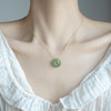 Silver Plated Gold Hetian Jade Peace Buckle Necklace Pendant